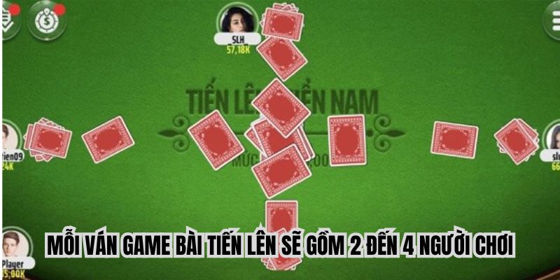 Mỗi ván game bài tiến lên sẽ gồm 2 đến 4 người chơi